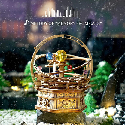 Rokr 84-Piece Rotatable 3D Starry Night Wooden Model Kit - DIY Music Box Toy for All Ages
