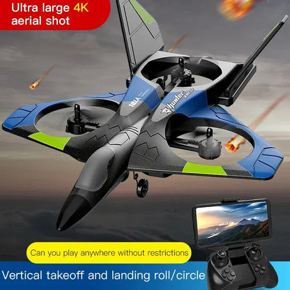 V27 Remote Control Foam Glider Plane - 2.4G RC Fighter Airplane with Camera - Perfect Kids' Toy!