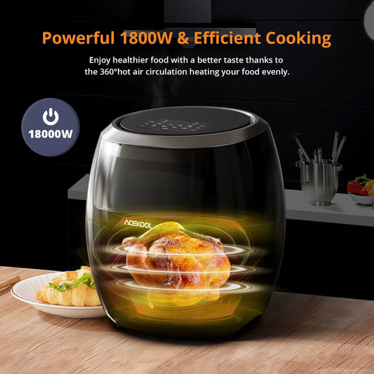 8QT Airfryer Oven with Viewing Window Oilless Cooker Black