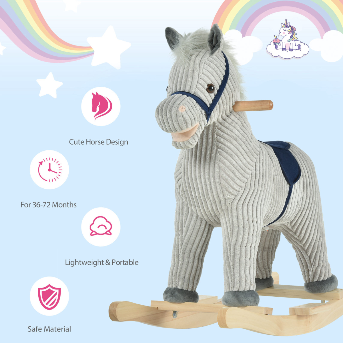 Traditional Plush Rocking Horse with Sound