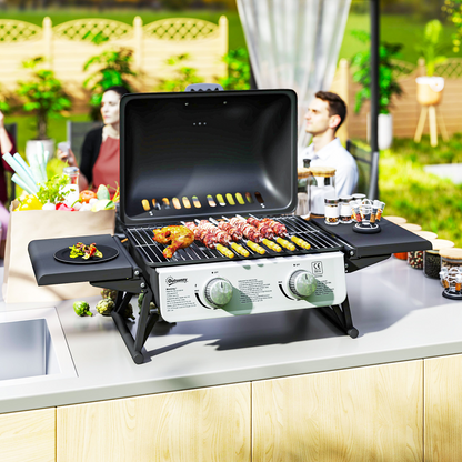 Compact Gas BBQ Grill with Thermometer