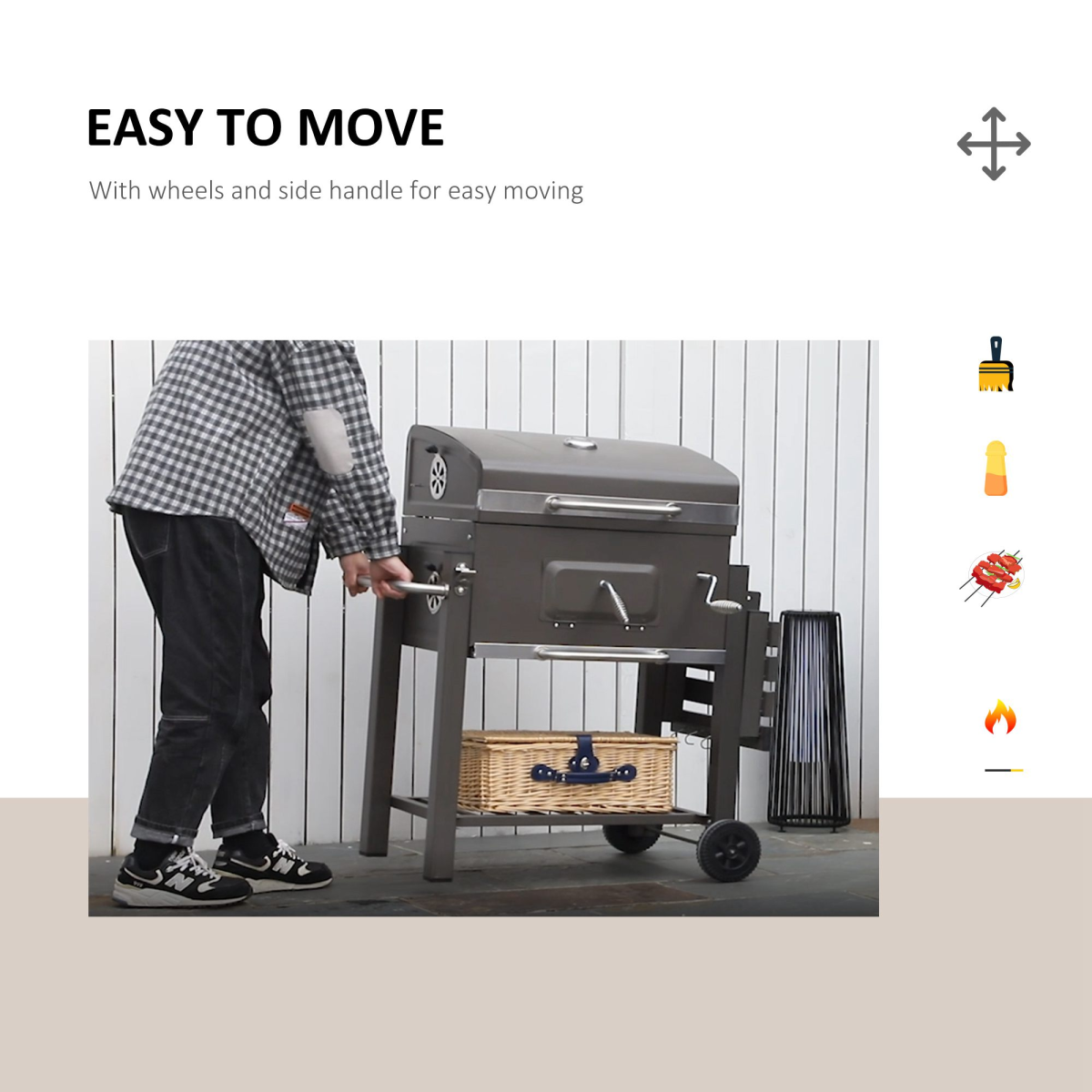 Ultimate Charcoal Grill Trolley with Easy Mobility