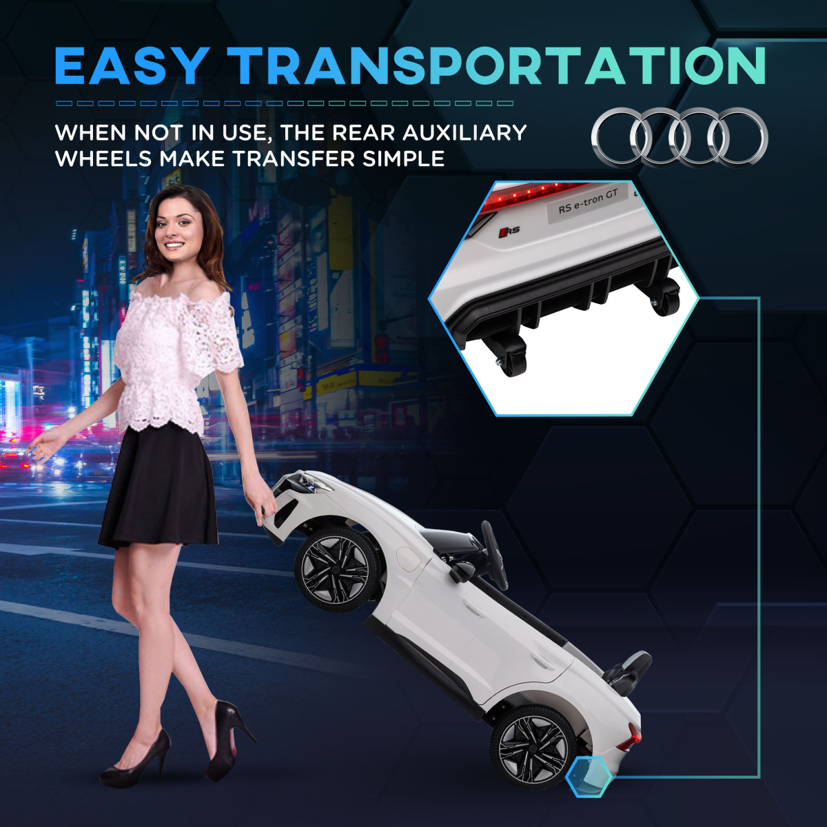Audi RS e-tron GT 12V Kids Ride-On Car with Remote Control - White Luxury Cruiser