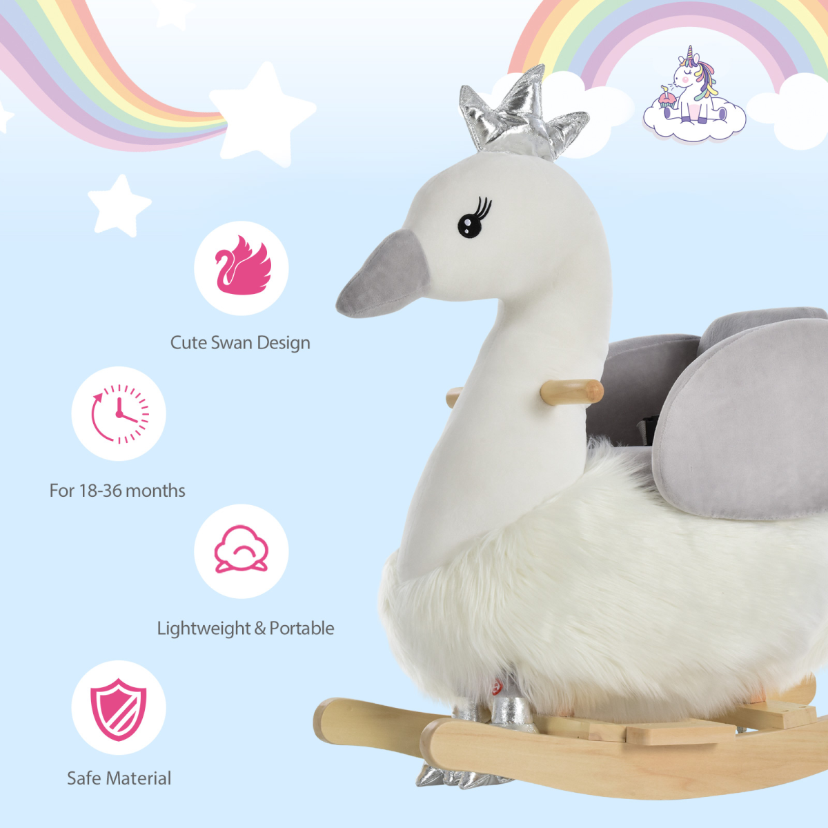 Enchanting Kids Ride-On Rocking Swan with Sound