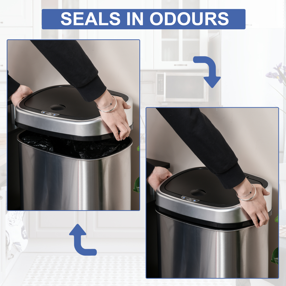 SmartTouch 48L Touchless Sensor Trash Can - Stainless Steel
