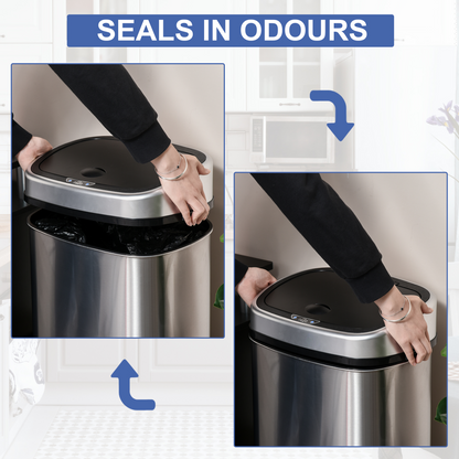 SmartTouch 48L Touchless Sensor Trash Can - Stainless Steel