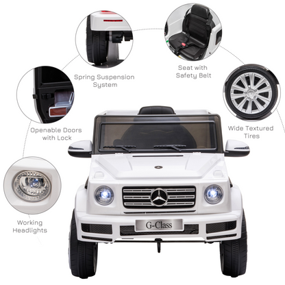 Mercedes Benz G500 12V Kids Electric Ride On Car Remote Control White