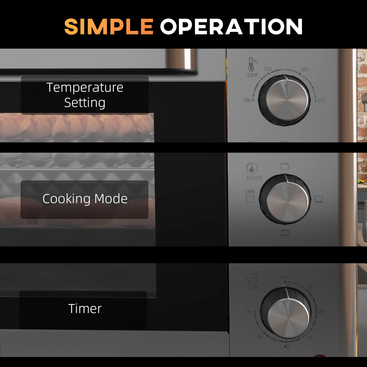 Portable 30L Mini Oven: Adjustable Temp, 60-Min Timer, 1600W Power