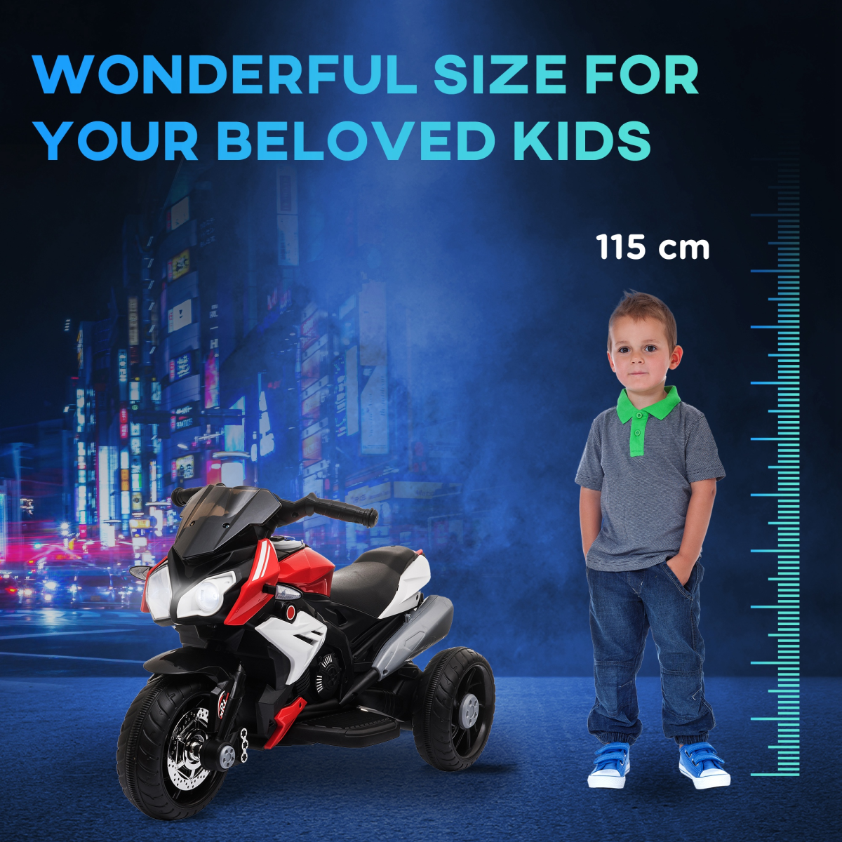 Speedy Red Kids Electric Motorcycle with 3-Wheel Design