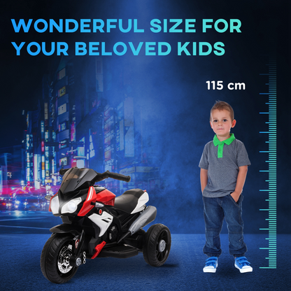 Speedy Red Kids Electric Motorcycle with 3-Wheel Design