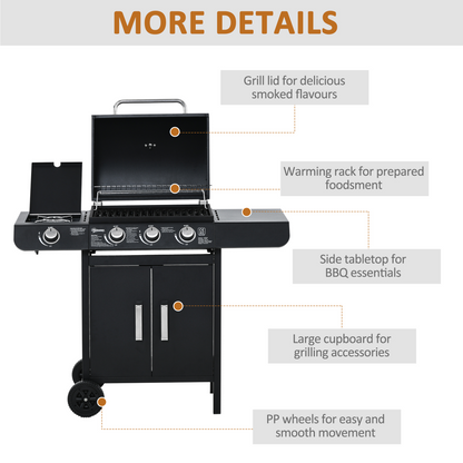 Ultimate 3+1 Burner Deluxe Gas Barbecue Grill