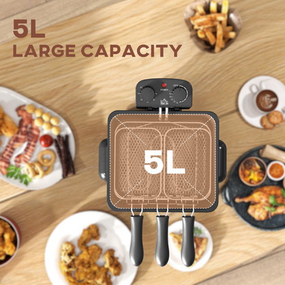 Powerful 5L Deep Fryer with Removable Basket & Viewing Window