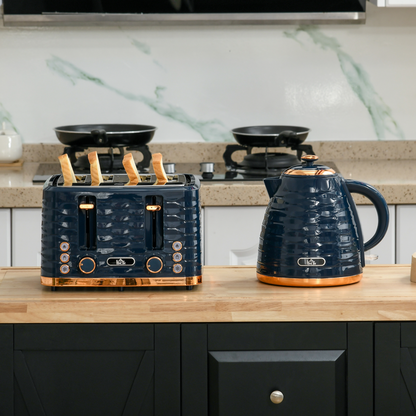 Chic Kettle & Toaster Set: 1.7L Rapid Boil & 4-Slice Marvel in Blue
