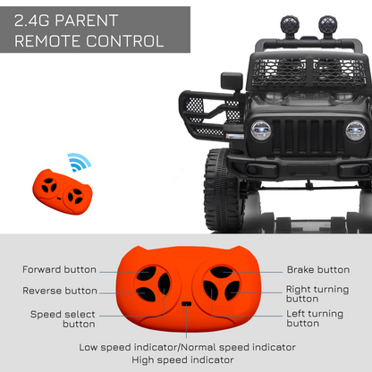 Ultimate 12V Kids Off-Road Electric Ride On Car with Remote Control - Black
