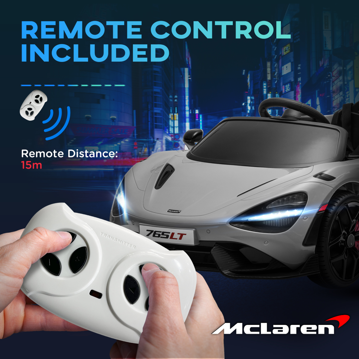 AIYAPLAY McLaren 765LT Licensed 12V Kids Ride on Car w/ MP3 Music