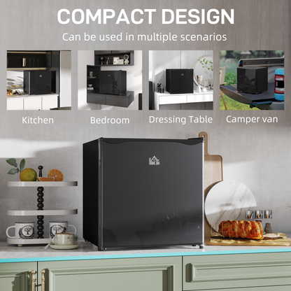 46L Compact Countertop Mini Fridge with Top Chiller - Sleek Black Design
