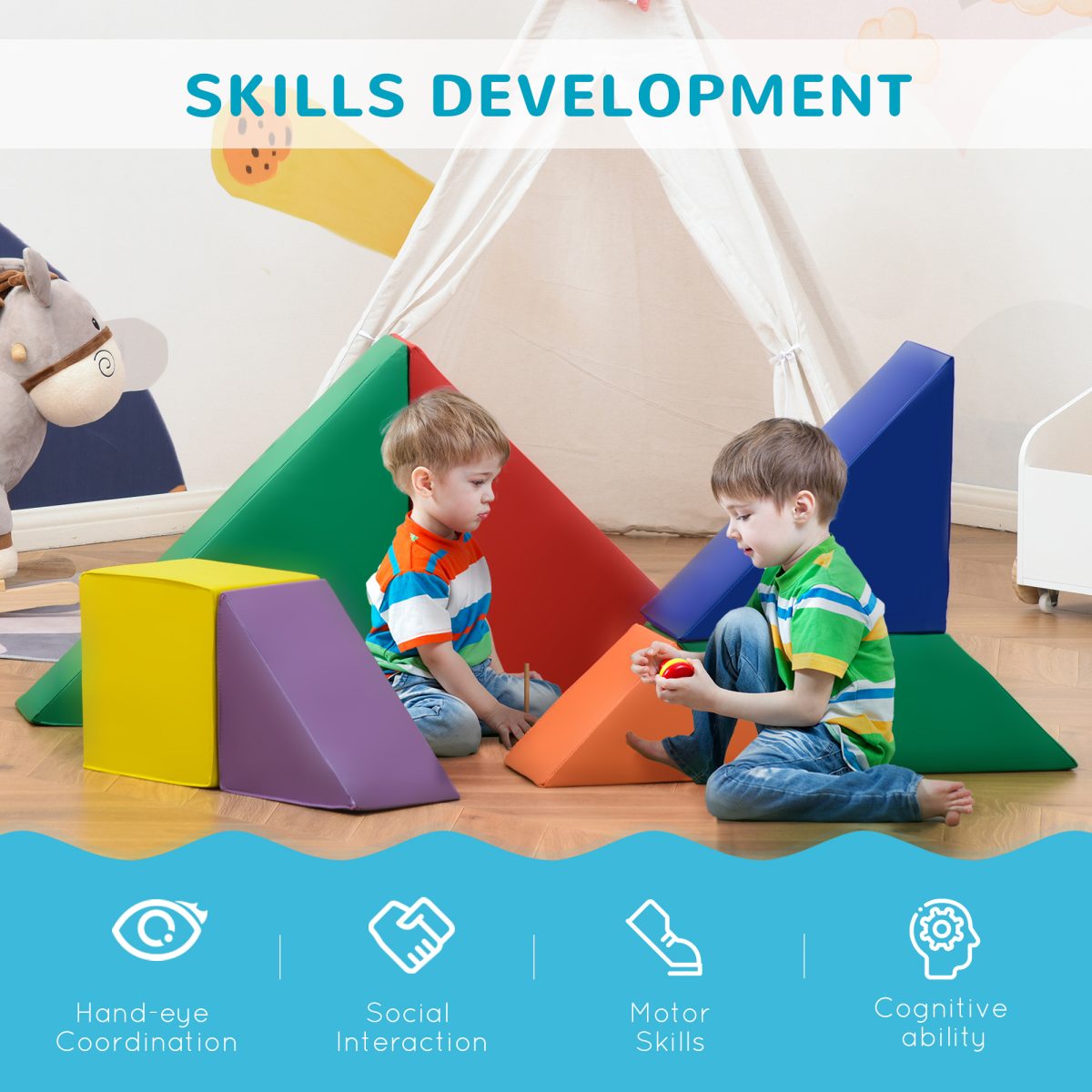 Colorful 7-Piece Soft Foam Puzzle Blocks Set