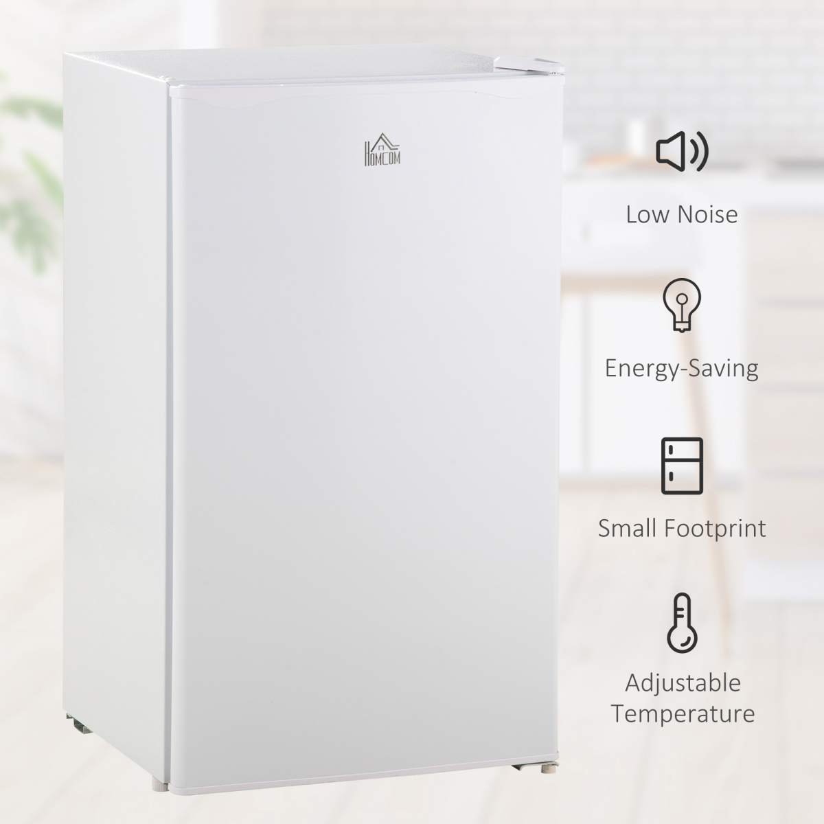Compact 91L Freestanding Under Counter Fridge with Chiller Box - White