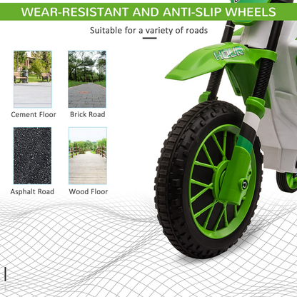 Green 12V Kids Electric Motorbike with Training Wheels