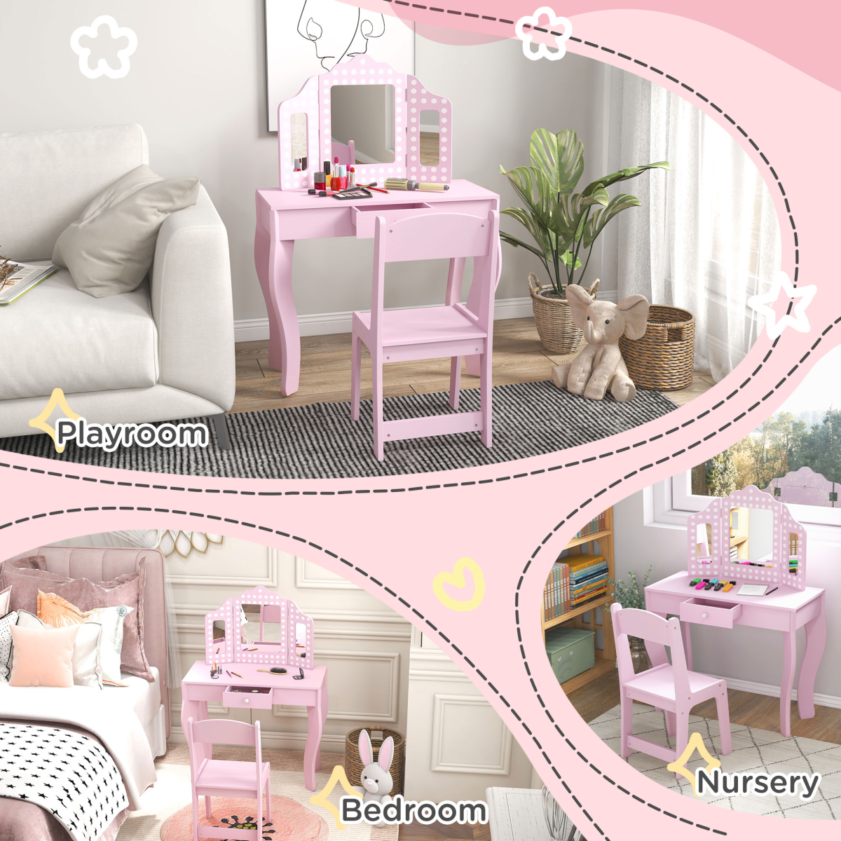 AIYAPLAY Kids Dressing Table Set