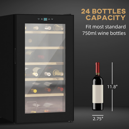 24-Bottle Wine Cooler with Glass Door & Digital Touch Control – Perfect Chill!