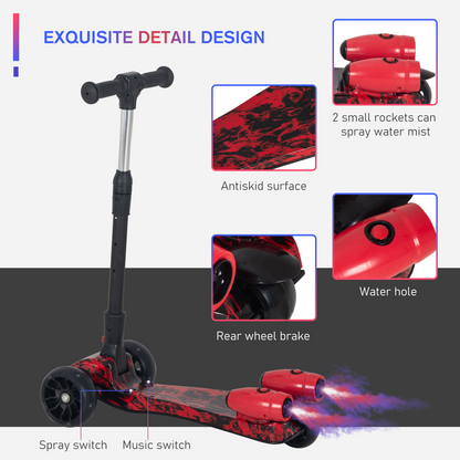 Ultimate Kids E-Scooter: Light & Music Features with Fun Water Mist Spray!