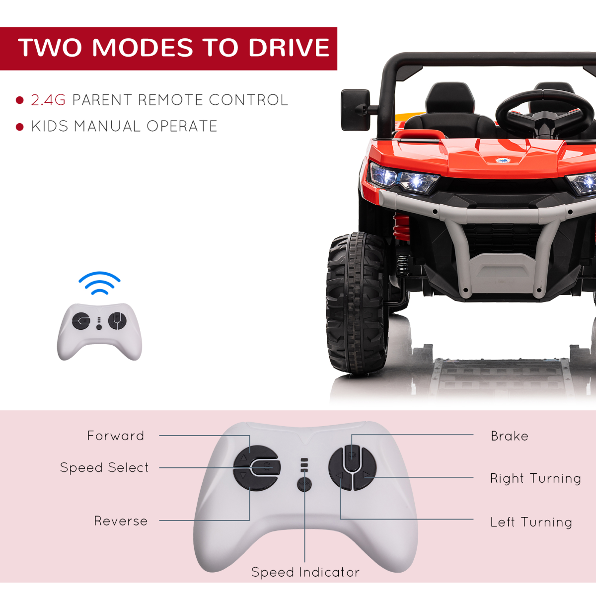 Adventure Duo Electric Two-Seater Kids Truck with Remote - Red