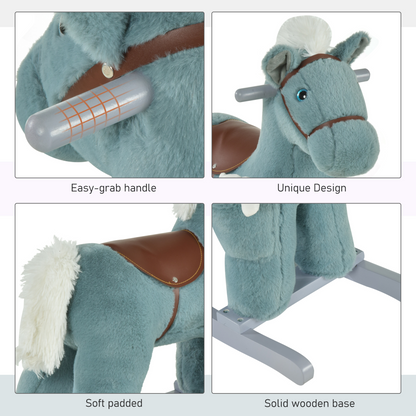 Plush Ride-On Rocking Horse with Sound Handle for Kids