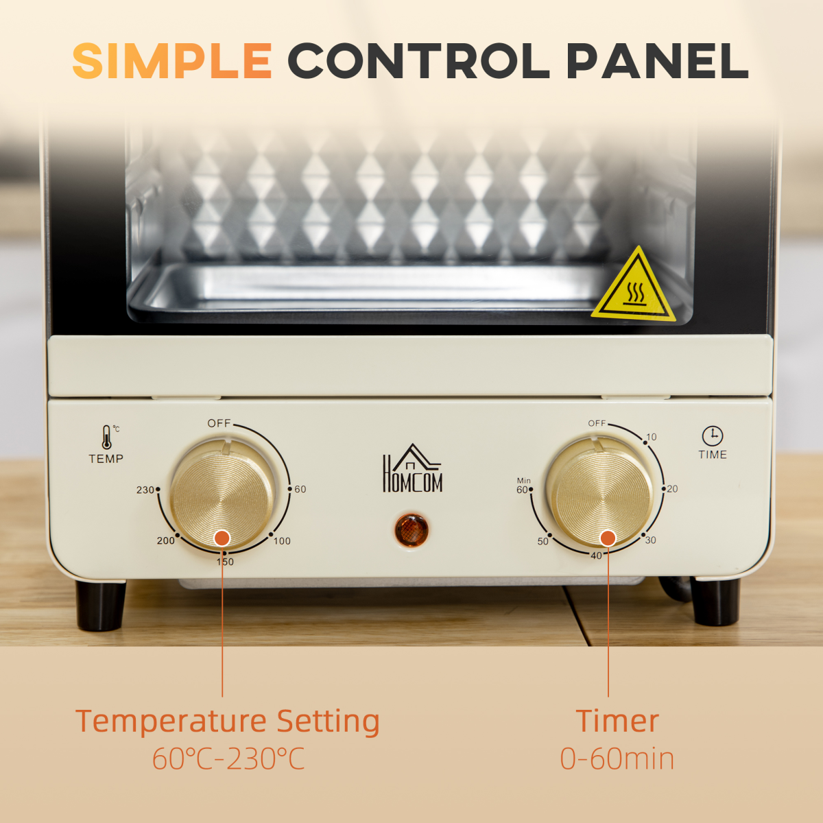 Retro Convection Mini Oven: Stylish Cream Toaster with Baking Tray