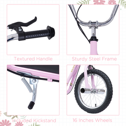 Adjustable Pink Stunt Scooter for Kids 16" Wheels
