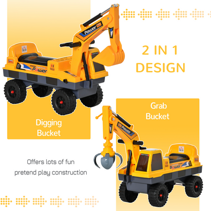 Yellow Excavator Digger Toy for Kids 2-3 Years