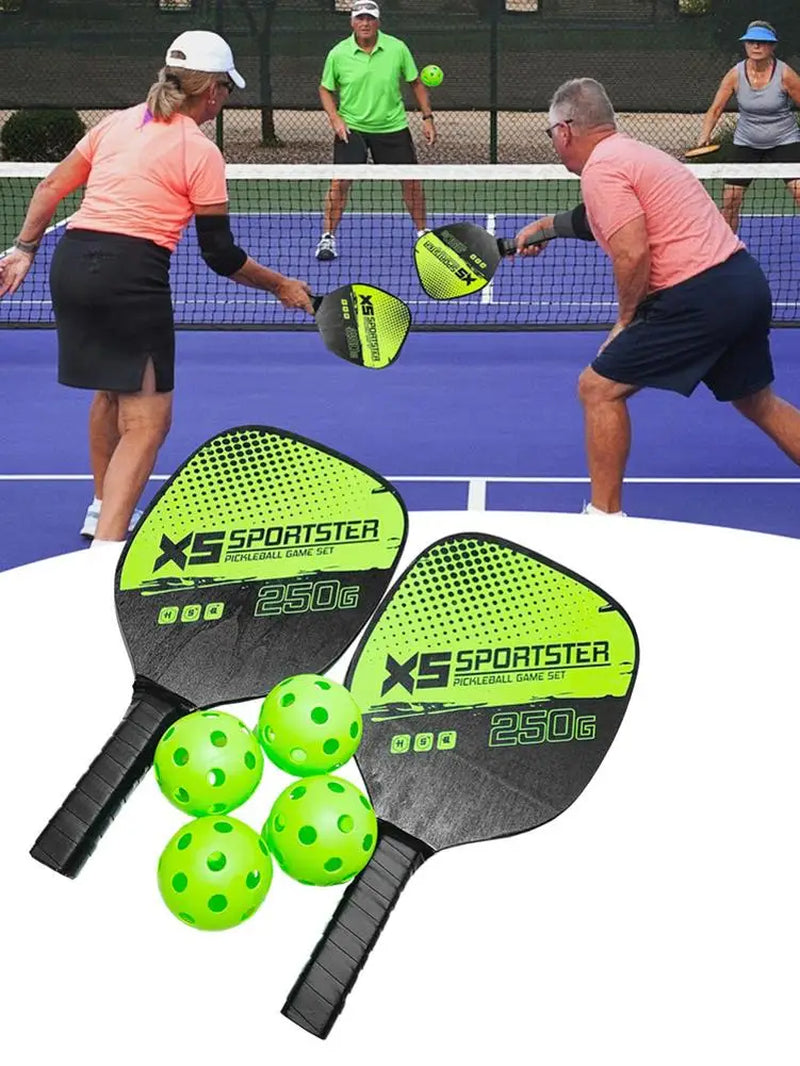 Professional Pickleball Paddle Set with Non-Slip Grip and Ultra Cushion Rackets, Includes 4 Training Balls for Adults and Children
