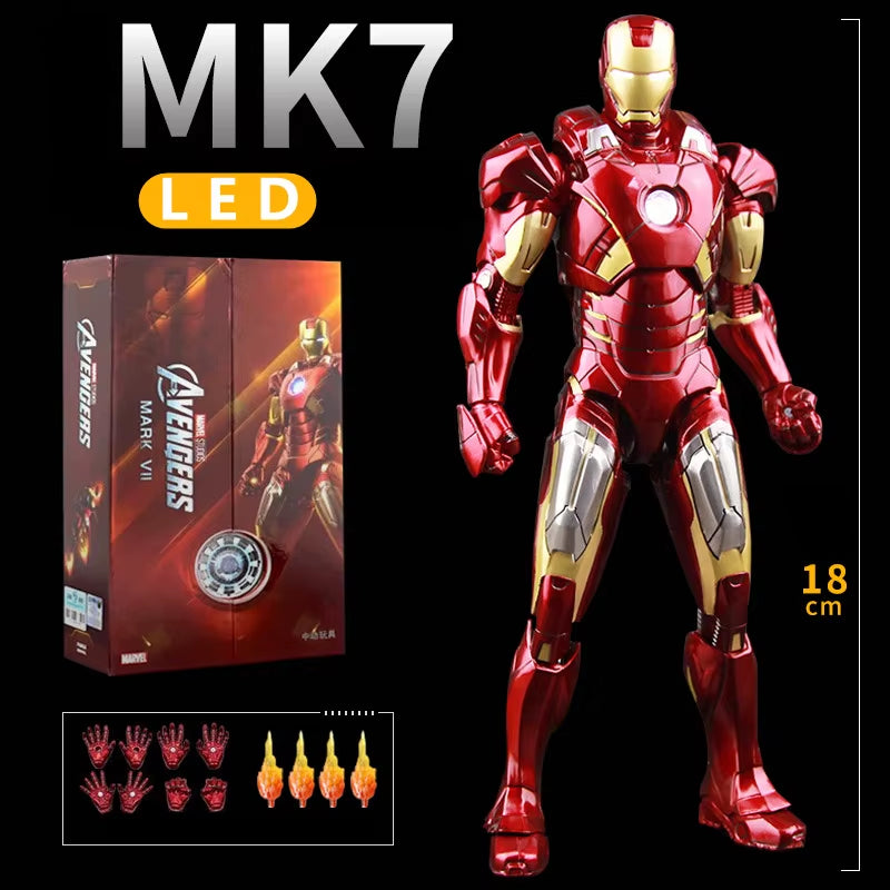 LED Light Iron Man 7" Movie Action Figure Tony Stark Legends Toys