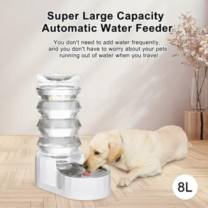 8L Pet Waterer Gravity Stainless Steel Water Dispenser