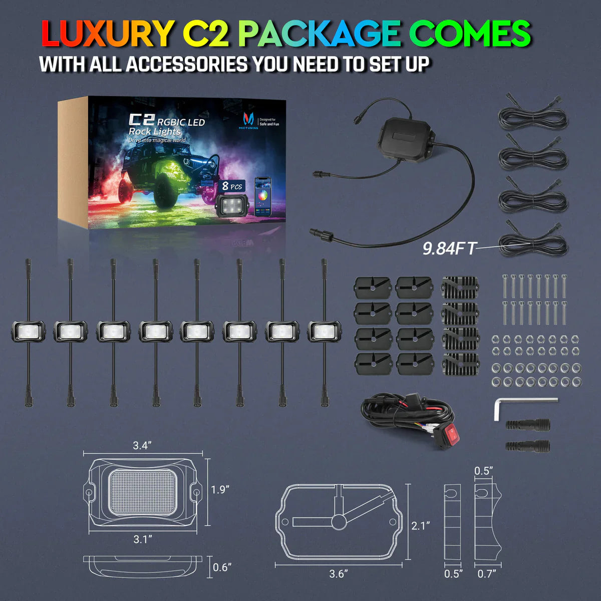 LitGlow Pro RGB IC Rock Light Kit (2-24 Pods)