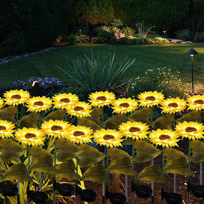 Solar Flower Stake Lights : 2-Pack Garden Outdoor Sunflower Solar Lighted LED