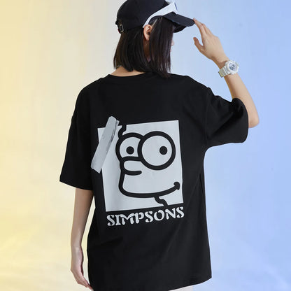 The Simpsons© - Fun Tape Symbols -  3D Letter Print Cartoon - Loose-Fit   Short-Sleeve T-Shirt