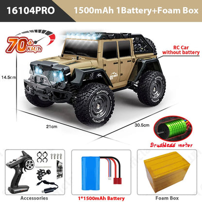 High-Speed 1:16 4WD RC Drift Monster Truck - 70KM/H Remote Control Car with LED for Kids - Wltoys 144001 Compatible