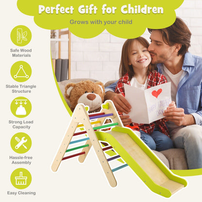 2-In-1 Wooden Triangle Climbing Toy with Gradient Adjustable Slide