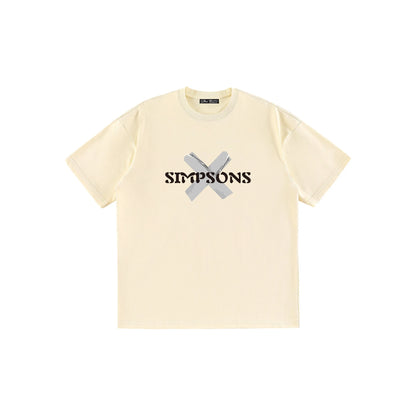 The Simpsons© - Fun Tape Symbols -  3D Letter Print Cartoon - Loose-Fit   Short-Sleeve T-Shirt