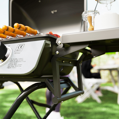 Portable Gas BBQ Grill with Side Tables - Black