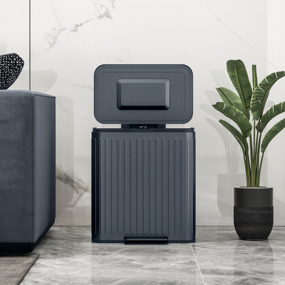 2x20L Double Pedal Bin with Soft-Close Lid - Black