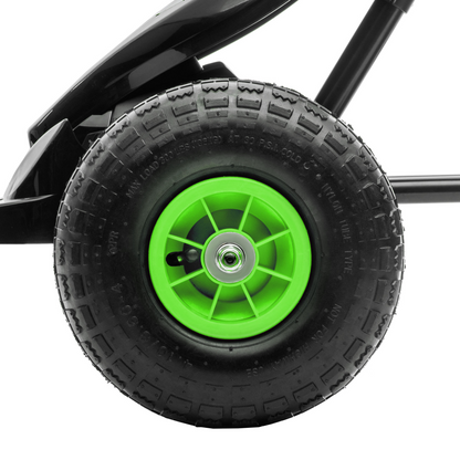 Kids Pedal Go Kart - Adjustable Seat, Rubber Wheels, Brake, Green