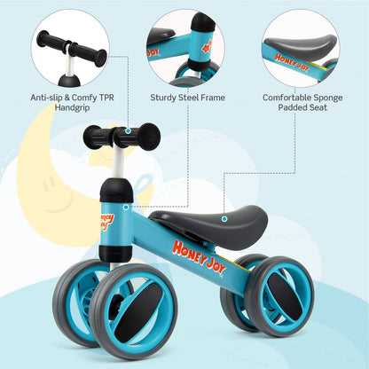 Baby Balance Bike with 4 Wheels and Limited Steering