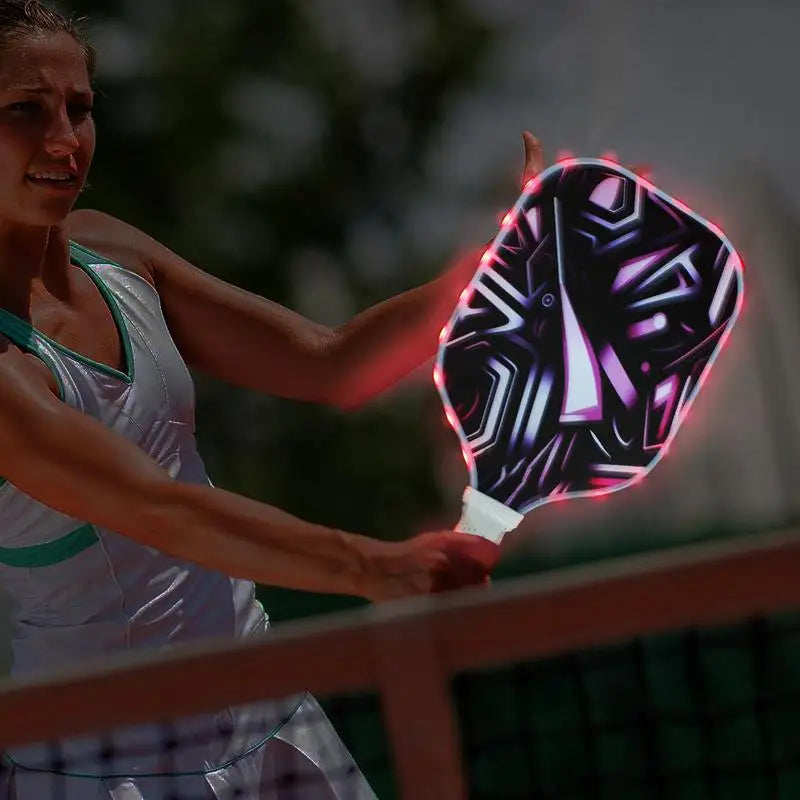 LED Fiberglass Lightweight Pickleball Racket with Honeycomb Core and Comfortable Anti-Slip Grip for Outdoor Use