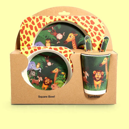Baby Bamboo Fiber Tableware Set – Cute Cartoon Feeding Bowl & Plate for Kids and Toddlers