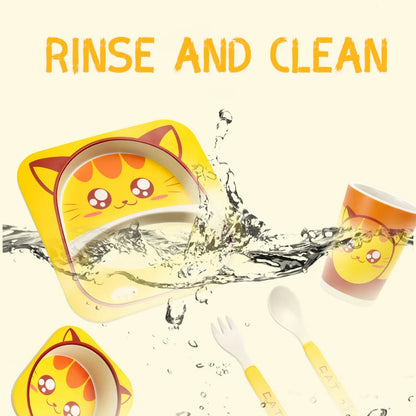 Baby Bamboo Fiber Tableware Set – Cute Cartoon Feeding Bowl & Plate for Kids and Toddlers