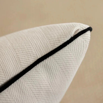 Beige & Black French Luxury Hemming Chenille Velvet Cushion Cover