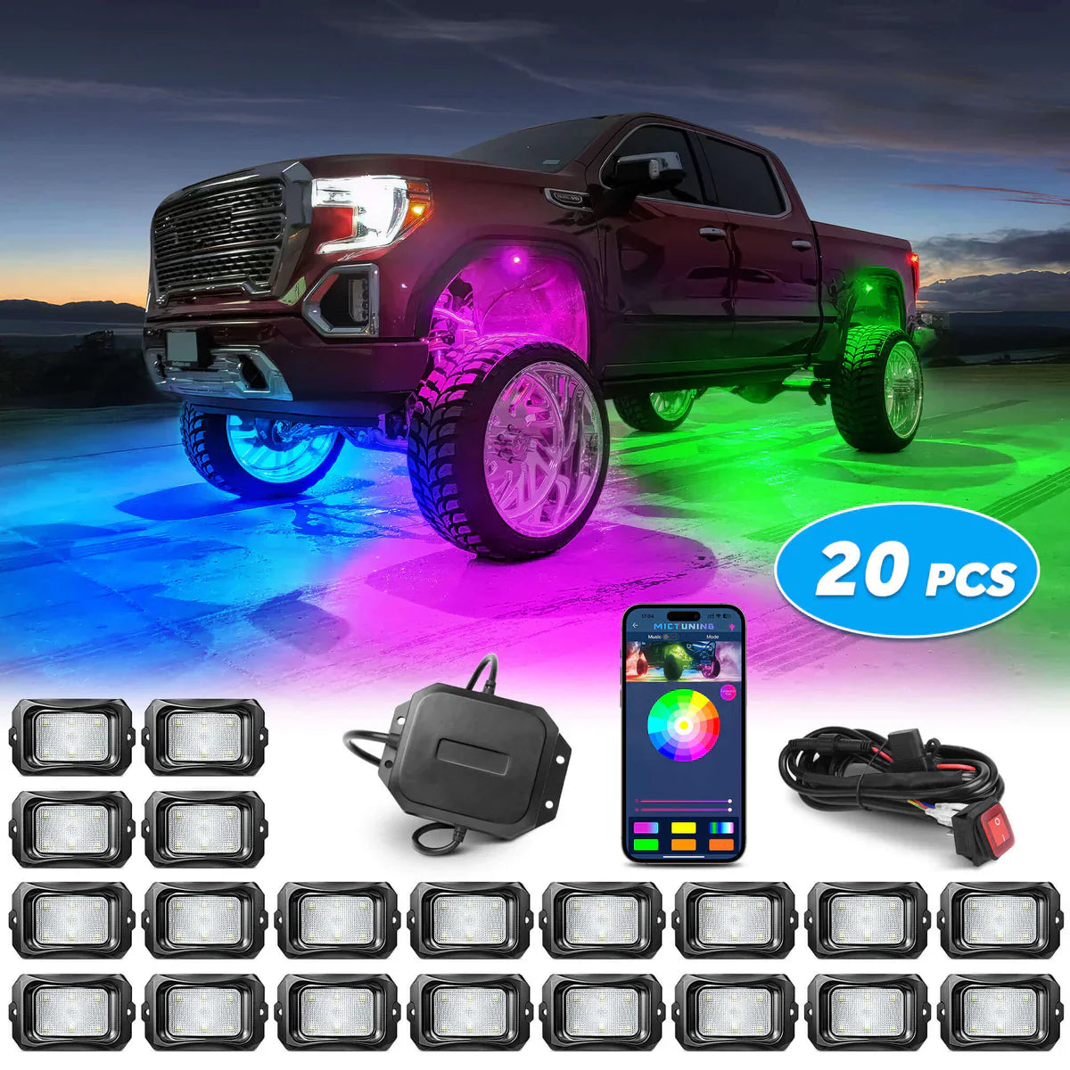 LitGlow Pro RGB IC Rock Light Kit (2-24 Pods)