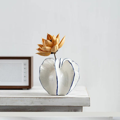 Carambola Ceramic Vases - White & Blue